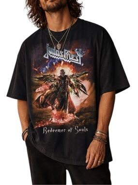 Judas Priest Black Redeemer Of Souls Graphic Heavy Metal Tour T-shirt XXL